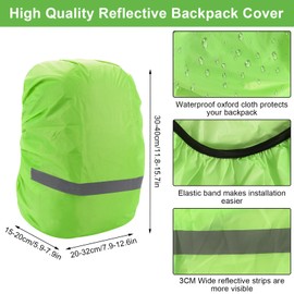 KUHAWL Pack of 3 Rain Cover for Backpack, 18-25L Rain Cover for Backpacks with Reflective Strips, Rain Cover, Rain Cover, Backpack, Rain Cover, School Bag, Rain Cover for School Backpack