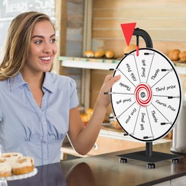 abitcha 12 inch Spinning Prize Wheel - 10 Slots White Tabletop Spinner - Heavy Duty Base Roulette Wheel for Carnival, Trade Show, Win Fortune Spin Games