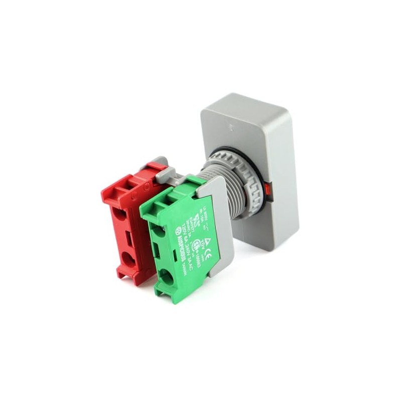 WITTKOWARE 22 mm built-in double button, IP65, NC/NO, ON green/lighting/off