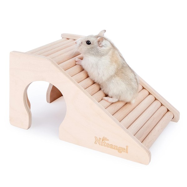 Niteangel Hamster House w/Climbing Ladder for Hamsters Gerbils Mice or Similar-Sized Pets (Trapezium-Shaped Hamster Hut)