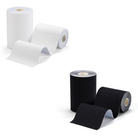 2 Roll Football Turf Tape for Turf Burn - 4 Inches Wide Kinesiology Tape Uncut Design for Arm, Knee, Shoulder, Ankle, and Back - Black and White Athletic Sports Tape - 4 in x 16.4 Ft for Each Roll