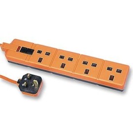 4 Gang HD EXT. - FUSED/ORANGE/2M | Power Outlet Strips Electrical, 1 X Qty - EXS13/42 Orange