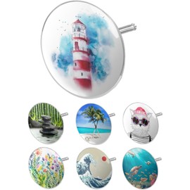arteneur® Universal Bath Plug with Lighthouse Motif, Triple Seal, Adjustable, Rustproof, Extra Heavy for Stable Hold, Plug Bath Accessories