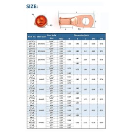 12PCS 2/0x3/8 Copper Ring Terminal Connectors 2/0 AWG Heavy Duty Battery Cable Ends Bare Copper Lugs with 12 PCS 3:1 Heat Shrink Tubing for Vehicle Boat Marine Use
