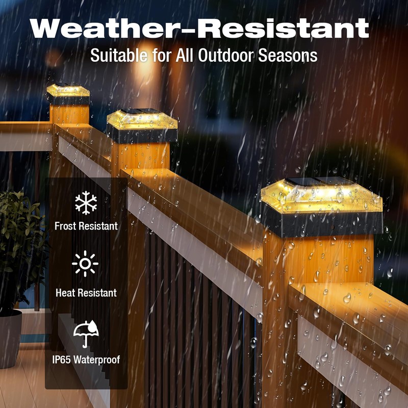 vighep 4x4 Solar Post Cap Lights Outdoor 8 Pack, 3
