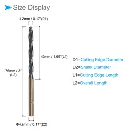 CoCud 4.2mm Advanced Twist Drill Bit with Titanium & Nitride Coated High Speed Steel 4341 Round Shank for Stainless Steel Drilling Machines 5pcs