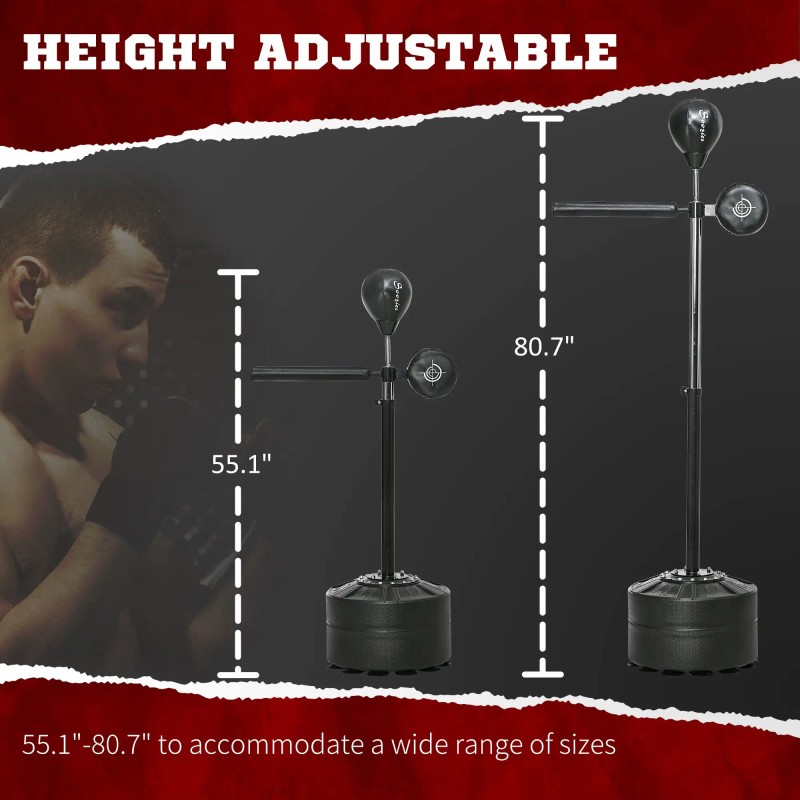 Adjustable Height 64-81in Free Standing Punching Speed Bag Teen Reactions