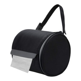 Hanging Toilet Paper Holder Waterproof Tissue Holder Cat Proof Roll Paper Case Cover Portable and Foldable Roll Storage Bag with Adjustable Strap for Wall Car Camping Tent Home Office Black