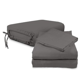 100% Organic Cotton Sheets King Size - GOTS Certified Organic Bed Sheets with Deep Pocket Breathable and Cozy Sateen Weave Gets Softer with Each Wash - Luxury 4 Piece Set (Gray, King)