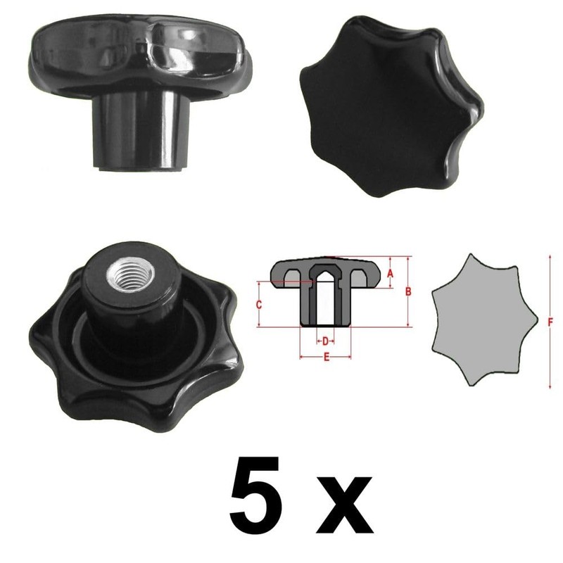Pack of 5 – Grip Nut M10 Diameter 50 mm