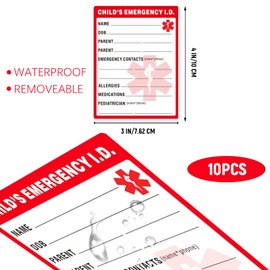 Infant I.C.E. in Emergency Car Safety Information Seat Stickers, Car Safety Seat Stickers, Emergency for Child ID, Medical Information (Pack of 30)