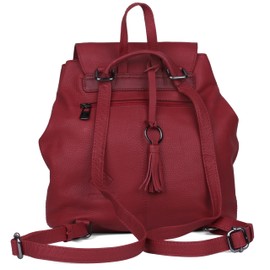 Women's Convertible Leather Crossbody Backpack – RFID Blocking, Multi-Pocket, Adjustable Strap, Everyday Casual Travel Bag (Red)