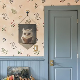 Wheatwin Kids Room Decor, Cute Owl Reading Book Wall Hanging Pennant Flag Banner, Owl Wall Decor for Boys Girls Toddler Nursery Reading Corner Nook Room Bedroom Classroom 15x11 Inch