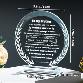 YWHL Gifts for Brother from Brother Sister, Best Birthday Gifts for Brother Adult from Sister, Laser Engraved Crystal Keepsake Big/Little Brother Gifts for Fathers Day Christmas Graduation