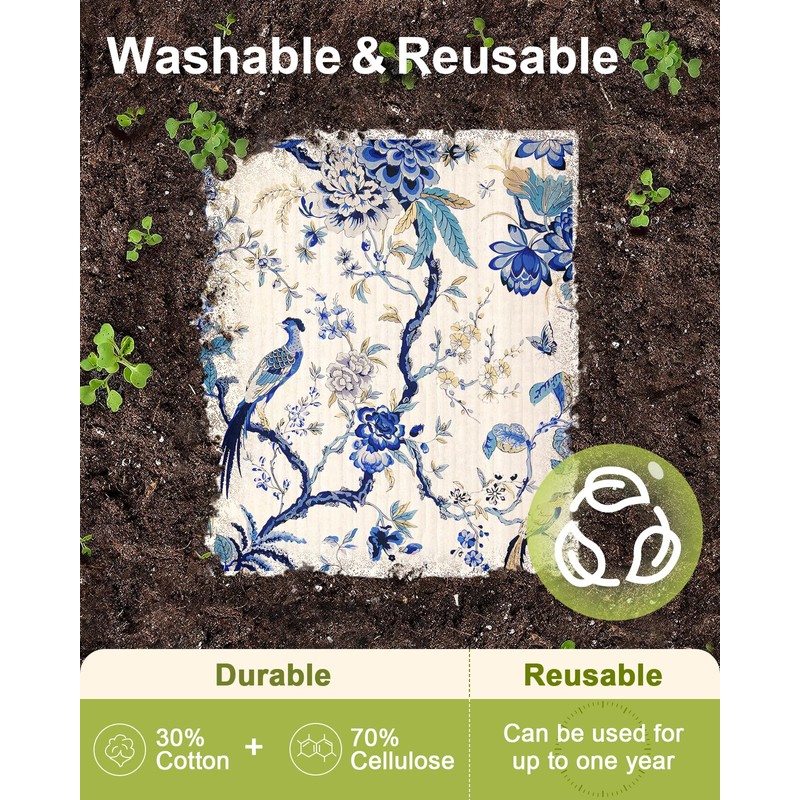 Miss Adola 6 Pack Swedish Dishcloths for Kitchen - Reusable