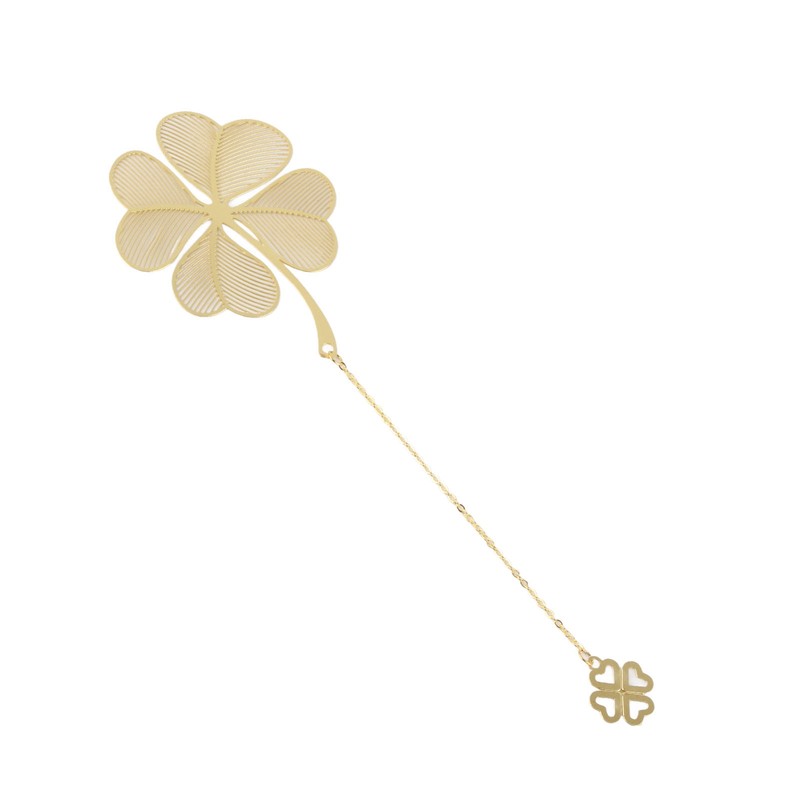 4pcs Metal Bookmarks with Chain Four Patterns Hollow Thin Golden