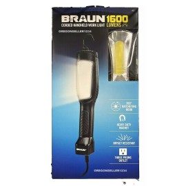 Braun 1600 Lumens LED Work Light Corded Handheld Auto Mechanic Workshop Trouble Light