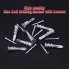 Hilitchi 100pcs Premium Quality Zinc Self-Drilling Drywall Anchor with Screw