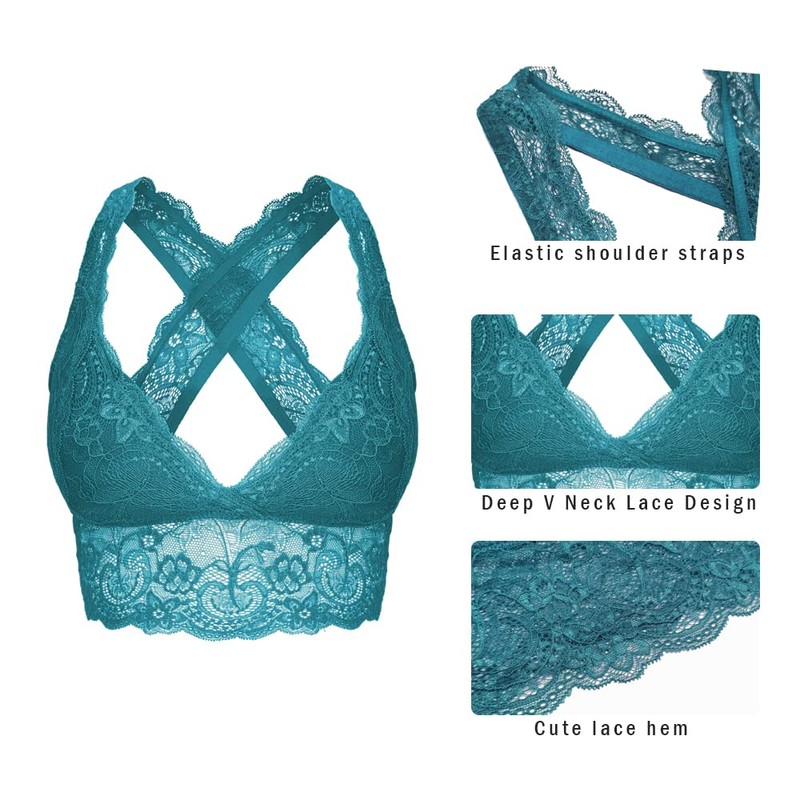 SHEKINI brasier de encaje para mujer, sin varillas, acolchado, espalda