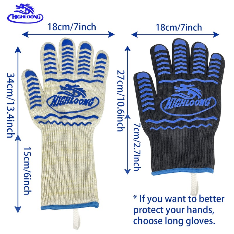 BBQ Grill Gloves Heat Resistant, 1472℉ Heat Resistance Fireproof Glove