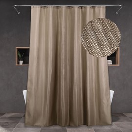 Taupe Extra Long Shower Curtain: 84 Inch Linen Textured Khaki Beige Tan Water Repellent Washable Polyester Fabric Shower Curtains for Bathroom - Simple Elegant Bath Curtain Liner - 72x84
