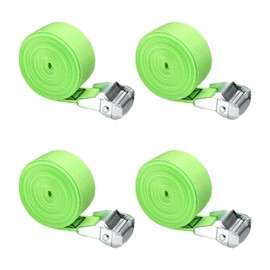 MroMax 1.5" Width x 14.76ft Length Lashing Straps Polypropylene Cam Buckle Lashing Straps 300Kg Load Cargo Tie Down Strap 38mm x 4.5M for Moving Cargo Green Tone 4Pcs