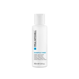 Paul Mitchell Shampoo Three, Champú clarificante, Limpia impurezas + Elimina cloro, Para todo tipo de cabello, Ideal para nadadores, 100 ml
