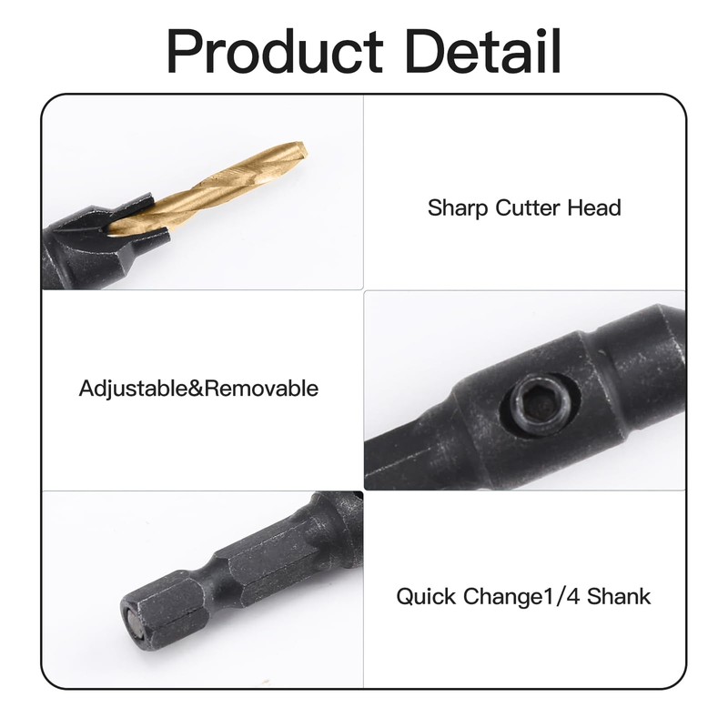 Leogony 12PCS Countersink Drill Bit Set, Quick Counter Sink Drill