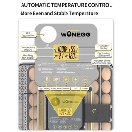 48-Egg Chicken Egg Incubator with Auto Turner & LED Candler | Digital Temp & Humidity Control, Water Pump, Hatch Timer | Automatic Hatcher for Chicks, Quail, Poultry