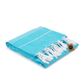 KZY LONDON Beach Towel - Large Turkish Beach Towels for Camping, Swimming, Bath, Gym, Picnic - Quick Dry, Super Absorbent, Lightweight, Compact Cotton Hammam Towels for Adults, Men, Kids (Turquoise)