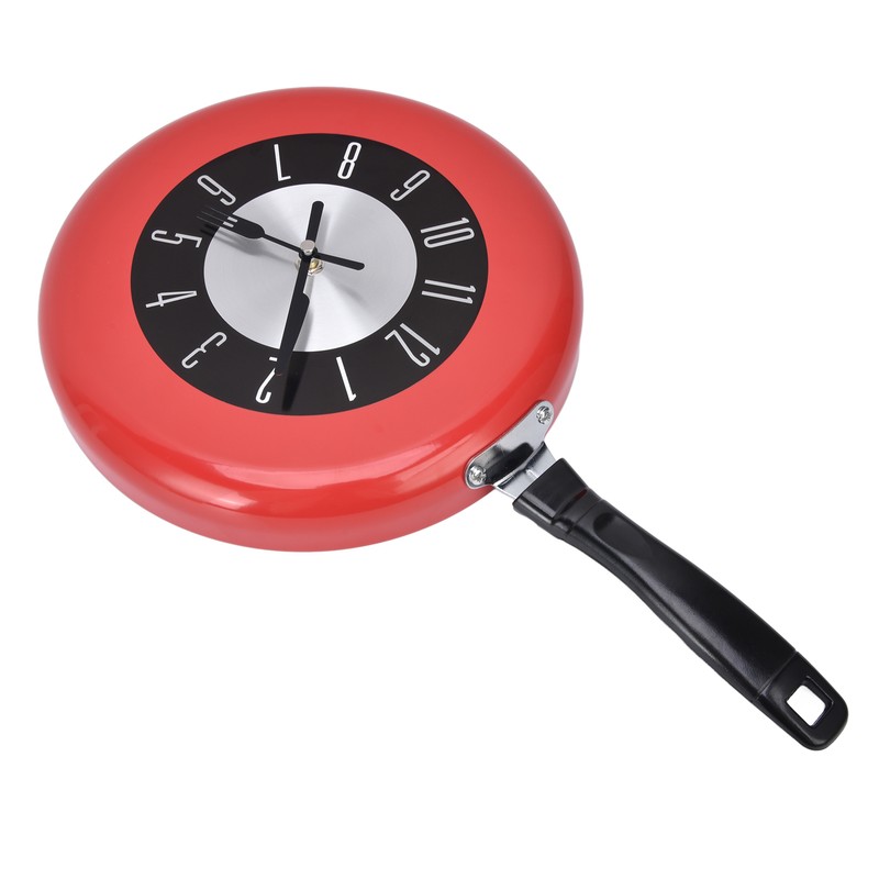 Frying Pan Wall Clock Aluminum Kitchen Pot Decorative Hanging Clocks