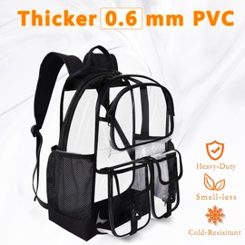 SKAITU Clear Backpack for School, Clear Bookbag Heavy Duty Transparent Backpacks 17 '' Large See Through Bag for Boys Girls, Yellow