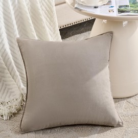 Fancy Homi 2 Packs Taupe Decorative Throw Pillow Covers 18x18 inch, Super Soft Faux Suede Decor Square Pillow Covers, Solid Cushion Cover for Couch Living Room Sofa Bedroom 45x45 cm