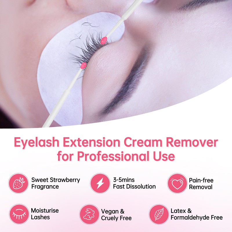 Beauty7 Eyelash Extensions Removal Cream Safe Adhesive, Strawberry Flavor, 5g