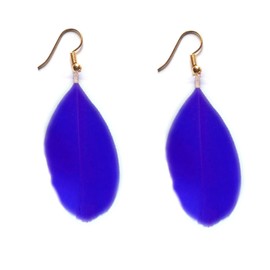 Royal Blue Feather Earrings - Handmade