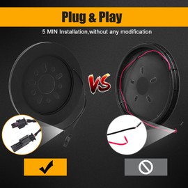 CAFOPAR 3-Side Spare Tire Brake Light Fit for Jeep Wrangler 2018-2025 JL, Plug&Play 3rd Third Brake Light LED Rear Ring Wheel Light, Red