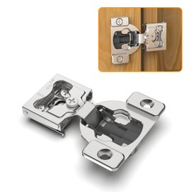 Chibery 50 Pack 1/4" Small Overlay 4D Concealed Hinges for Face Frame Door, Soft Close On/Off Switch, Self Closing, 105° Open Angle Concealed Stainless Steel Hinges for Framed Cabinet, Satin Nickel