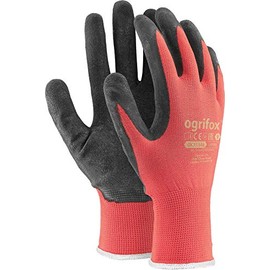 Ogrifox OX-Lateks_Cb10 Protective Gloves, Ox.11.558 Lateks, Red-Black-Yellow, 10 Size, Pack of 12