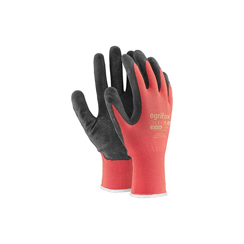 Ogrifox OX-Lateks_Cb10 Protective Gloves, Ox.11.558 Lateks, Red-Black-Yellow, 10 Size, Pack
