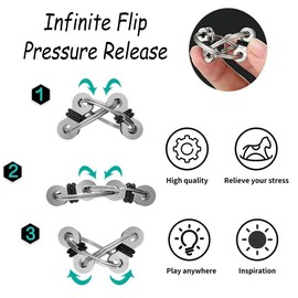 RHQFDM Pack of 2 Stress Relief Toy Stress Relief Chain Toy Infinite Flip Chain Flippy Chain Game Set for Relieving Tension and Stress, for Children with ADHD