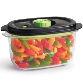 FoodSaver FFC022X Preserve & Marinate Vacuum Container | Airtight BPA Free Food Container | Leak-Proof | Dishwasher Safe | 1.2L, Clear/Black