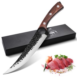 Purple Dragon 7 Inch Boning Knife Hand Forgead Fillet Knife Full Tang Chef Knives Meat Vegetable Cleaver High Carbon Steel Kitchen Knives For Fish Meat Deboning Christmas Gift for Men and Women