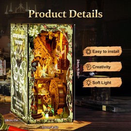 THRIVINGIVAN Book Nook Kit for Adult Miniature Model Build Dollhouse Kit 3D Wooden Puzzle with Sensor Led Light for Bookshelf Bookend Insert Decor Adults Teen Crafts(Spirit)