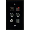 RiteAV CAT6 Coax HDMI Speaker 2 TOSLINK Flat/Solid Wall Plate [Black]