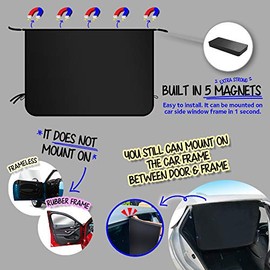 Parasol para ventana lateral de coche - Cortina magnética universal reversible para bebés y niños con protección solar que bloquea los daños de la luz solar directa y el calor - 1 pieza de color negro sólido