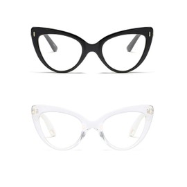 COVESATO Oversized Cat Eye Reading Glasses for Women Fashion Cute Blue Light Blocking Computer Readers(2 Mixed Color,3.00)