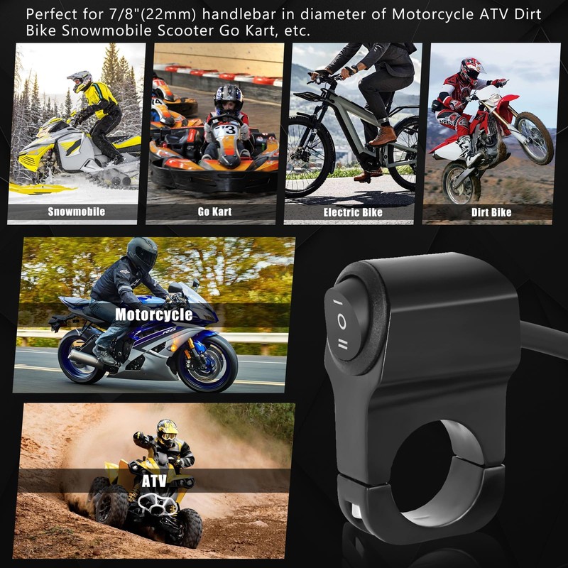 Wai Danie 7/8" Motorcycle Handlebar Headlight Switch ON-OFF Three-Position Waterproof