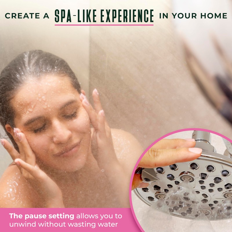 Winthorpe Pause Everything Shower Head with 6 Settings including Trickle