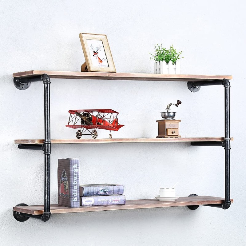 OLDRAINBOW Floating Shelves for Wall Industrial Pipe Shelving,Pipe Shelves with