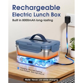 Carsolt Cordless Electric Lunch Box for Adults, 1.8L Rechargeable Heated Lunch Box for Men, Portable Self-Heating Food Warmer for Car/Truck/Office Christmas White Elephant Gifts for Men Women